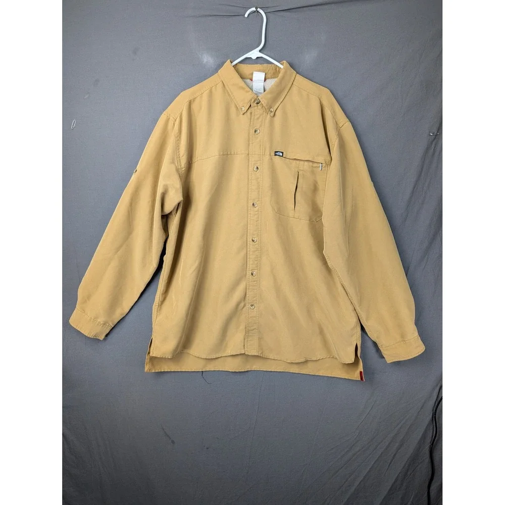 The North Face Mens Tan Long Sleeve Button Down Fishing Hiking Shirt XL